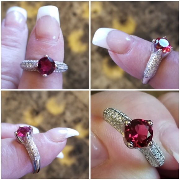 Genuine 2cttw Ruby and White Sapphire Ring 6 - Picture 3 of 6